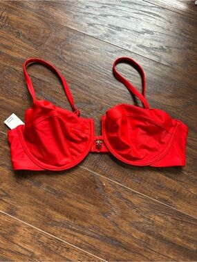 NWT Aerie Red Underwire Balconette bikini top w cherry charm